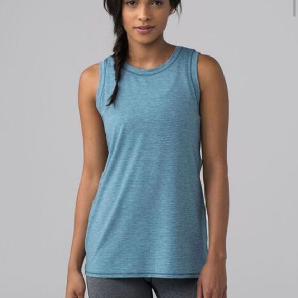 Lululemon Pushing Limits Muscle Tank in Heathered Seascape - Picture 2 of 8